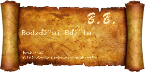 Bodzási Béla névjegykártya